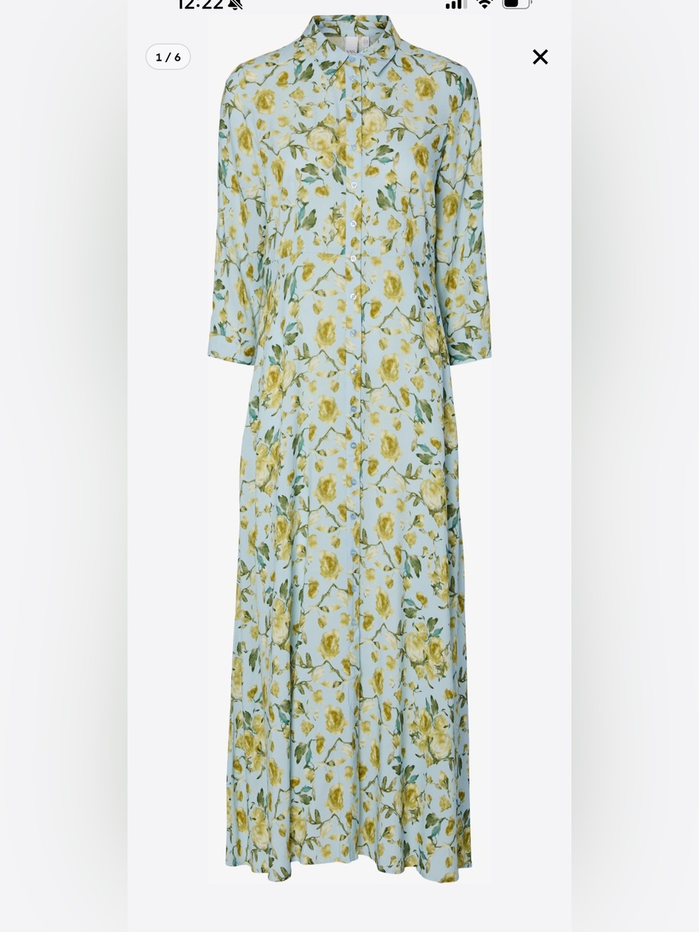 YAS Savanna Light Blue & Gold Floral Dress